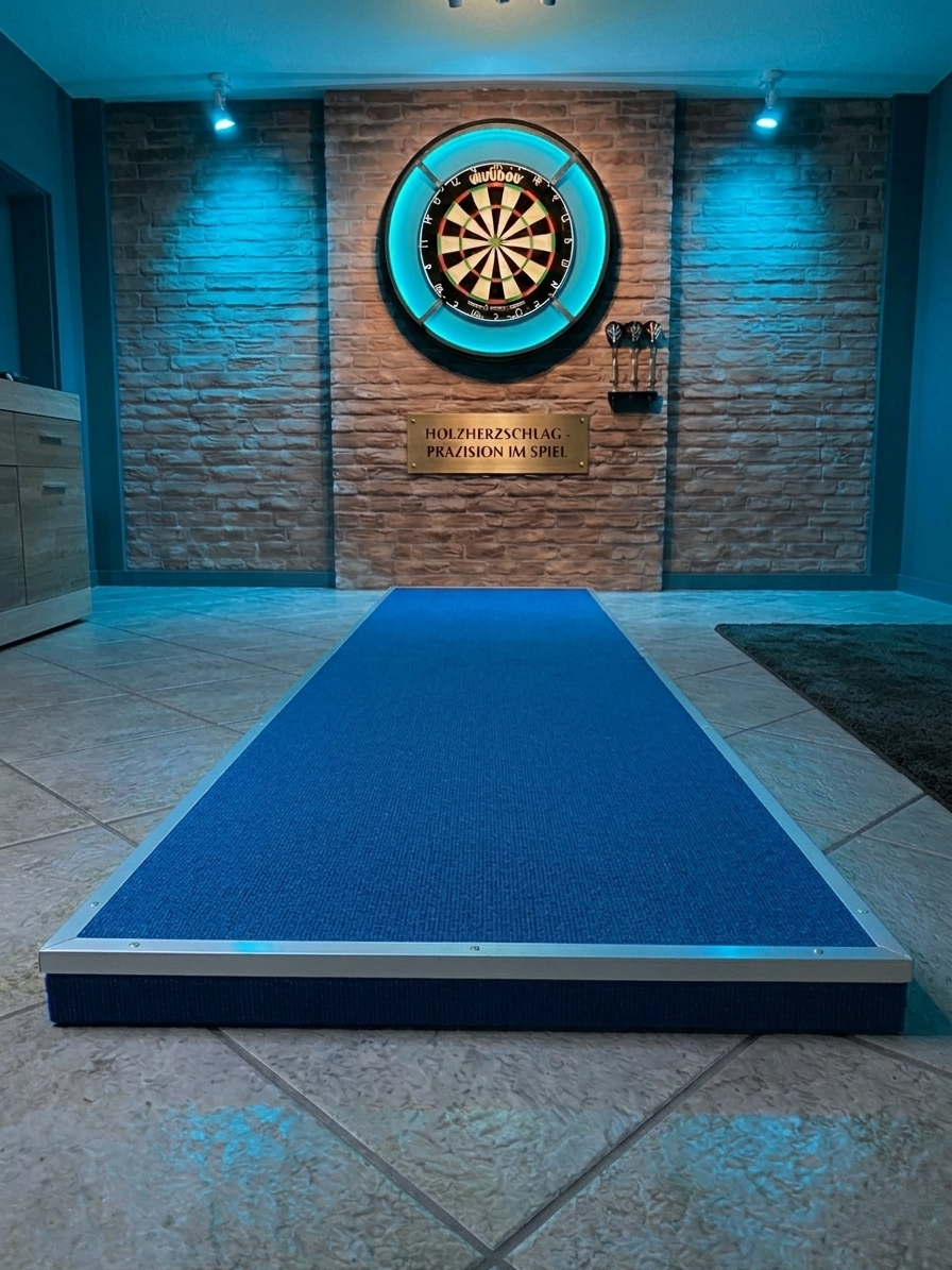 Dart-Oche blauer teppich